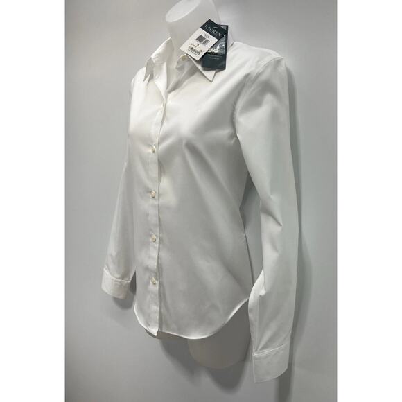 NWT Ralph Lauren Non-Iron Long Sleeve Collared Button Up Dress Shirt, White, S - Picture 2 of 8